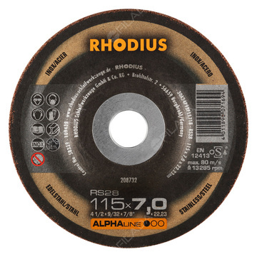  RHODIUS brusný kotouč RS28 115x7,0x22 ALPHAline na ocel a nerez 208732