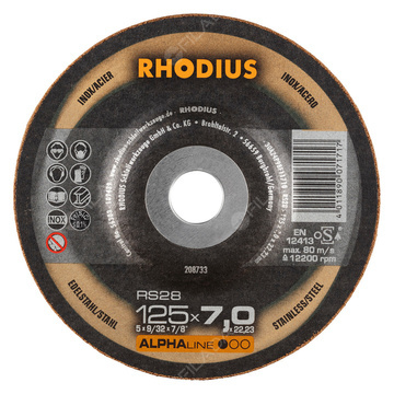 RHODIUS brusný kotouč RS28 125x7,0x22 Alphaline na ocel a nerez