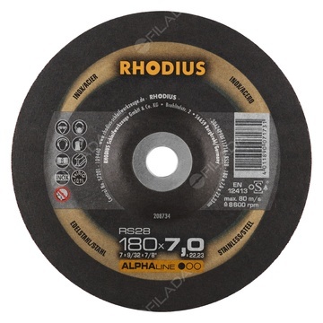  RHODIUS brusný kotouč RS28 180x7,0x22 Alphaline na ocel a nerez 208734
