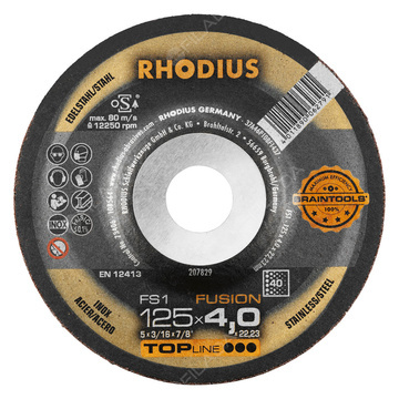RHODIUS brusný kotouč FS1 FUSION 125x4,0x22 K40 TOPline na ocel a nerez 207829
