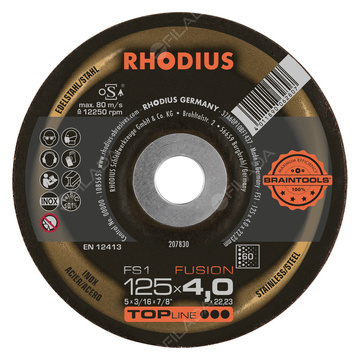 RHODIUS brusný kotouč FS1 FUSION 125x4,0x22 K60 TOPline na ocel a nerez 207830