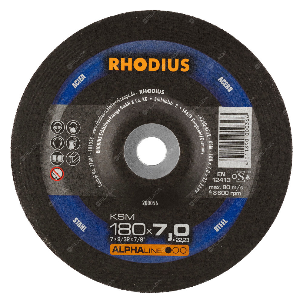 RHODIUS brusný kotouč KSM 180x7,0x22 ALPHAline na ocel 200056