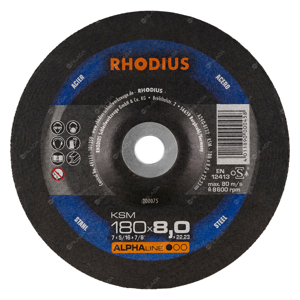 RHODIUS brusný kotouč KSM 180x8,0x22 ALPHAline na ocel -  RHODIUS brusný kotouč KSM 180x8,0x22 ALPHAline na ocel 200075