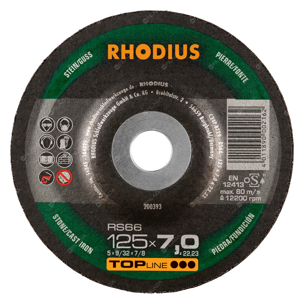RHODIUS brusný kotouč RS66 125x7,0x22 TOPline na kámen a litinu