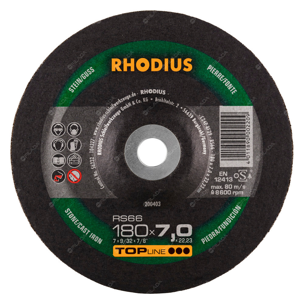 RHODIUS brusný kotouč RS66 180x7,0x22 TOPline na kámen a litinu -  RHODIUS brusný kotouč RS66 180x7,0x22 TOPline na kámen a litinu 200403