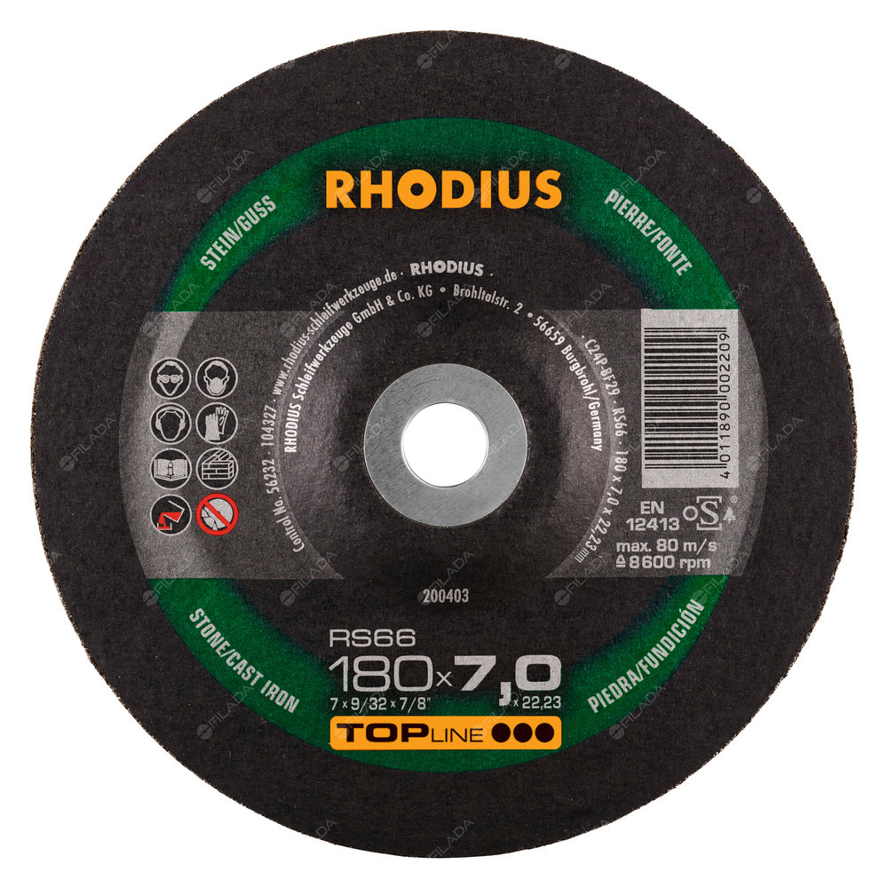  RHODIUS brusný kotouč RS66 180x7,0x22 TOPline na kámen a litinu 200403