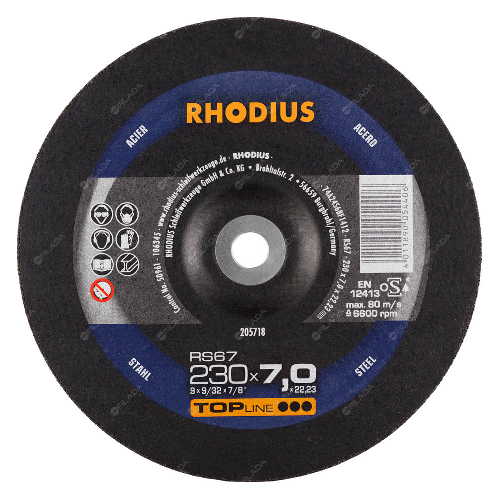 RHODIUS brusný kotouč RS67 230x7,0x22 TOPline na ocel - RHODIUS brusný kotouč RS67 230x7,0x22 TOPline na ocel 205718