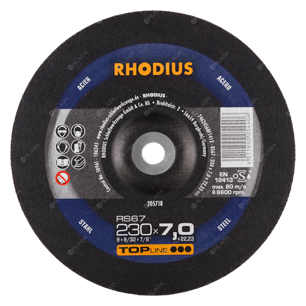 RHODIUS brusný kotouč RS67 230x7,0x22 TOPline na ocel 205718