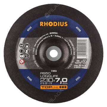 RHODIUS brusný kotouč RS50 LONGLIFE 230x7,0x22 TOPline na ocel a litinu