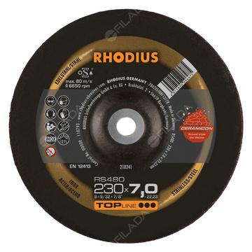  RHODIUS brusný kotouč RS480 230x7,0x22 TOPline na ocel, nerez a litinu 210241