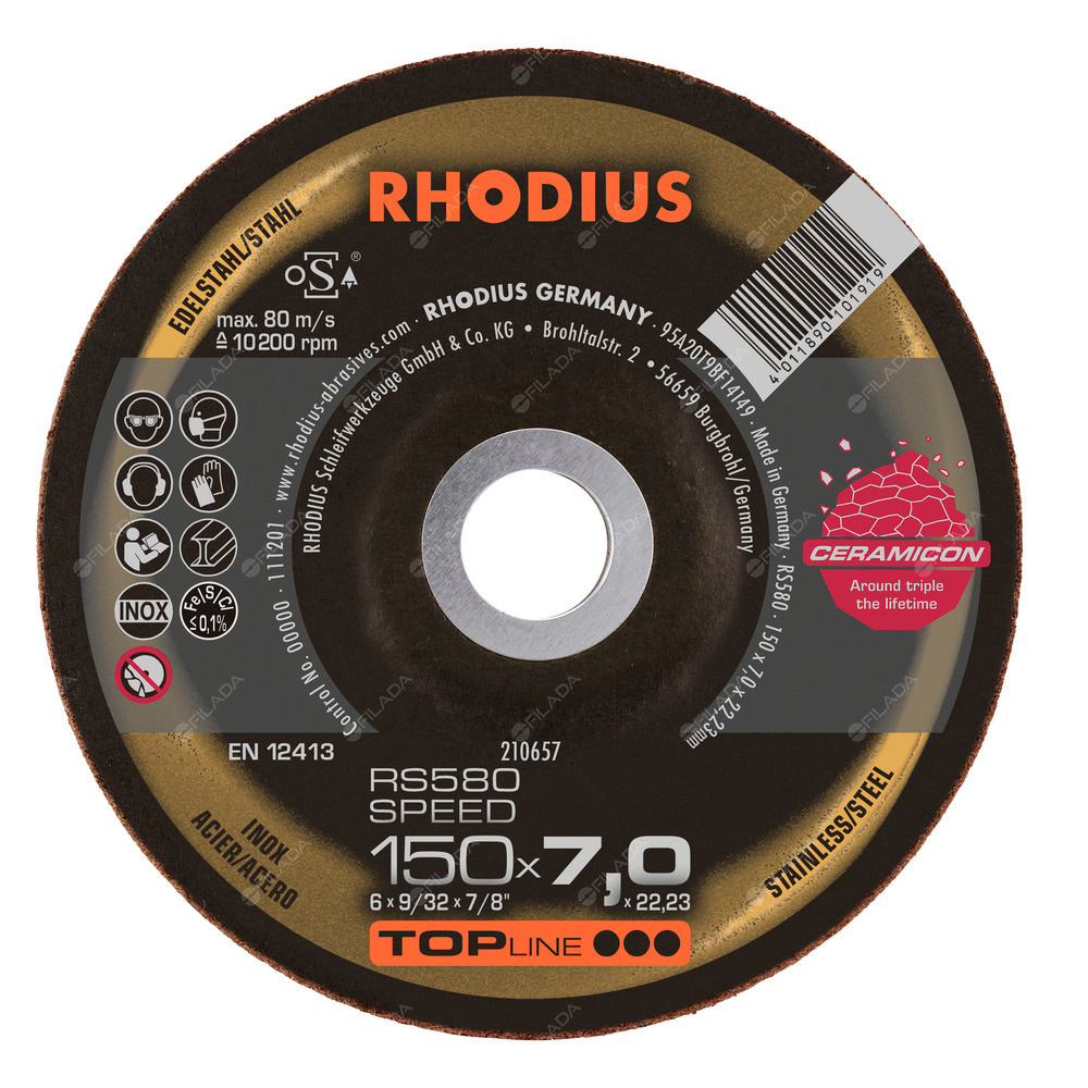 RHODIUS brusný kotouč RS580 150x7,0x22 TOPline na ocel a nerez