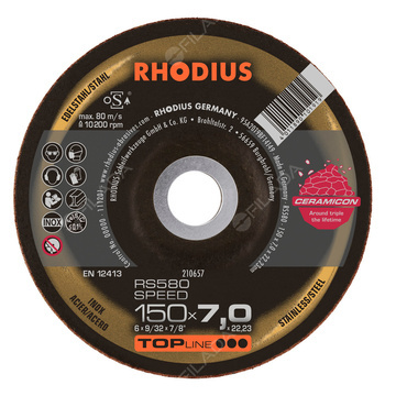 RHODIUS brusný kotouč RS580 150x7,0x22 TOPline na ocel a nerez 210657