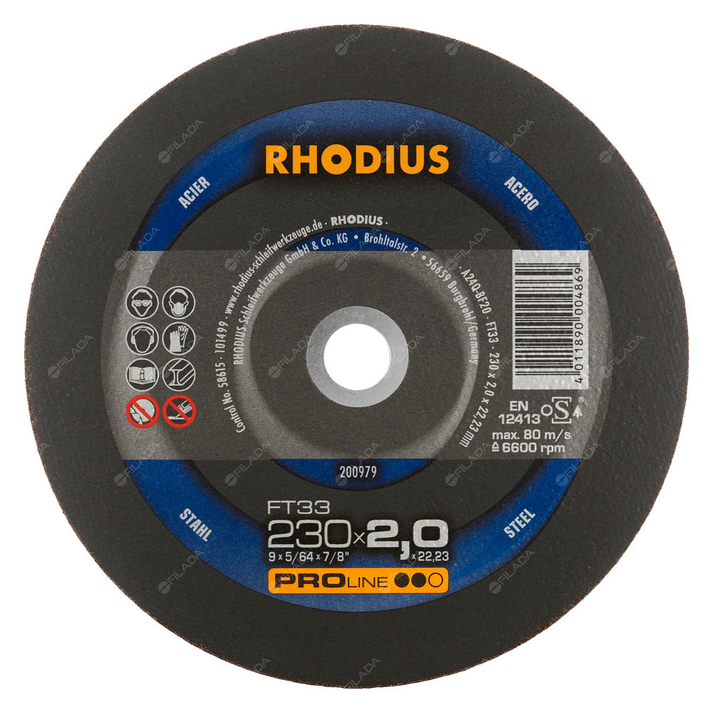 RHODIUS řezný kotouč FT33 230x2,0x22 PROline na ocel