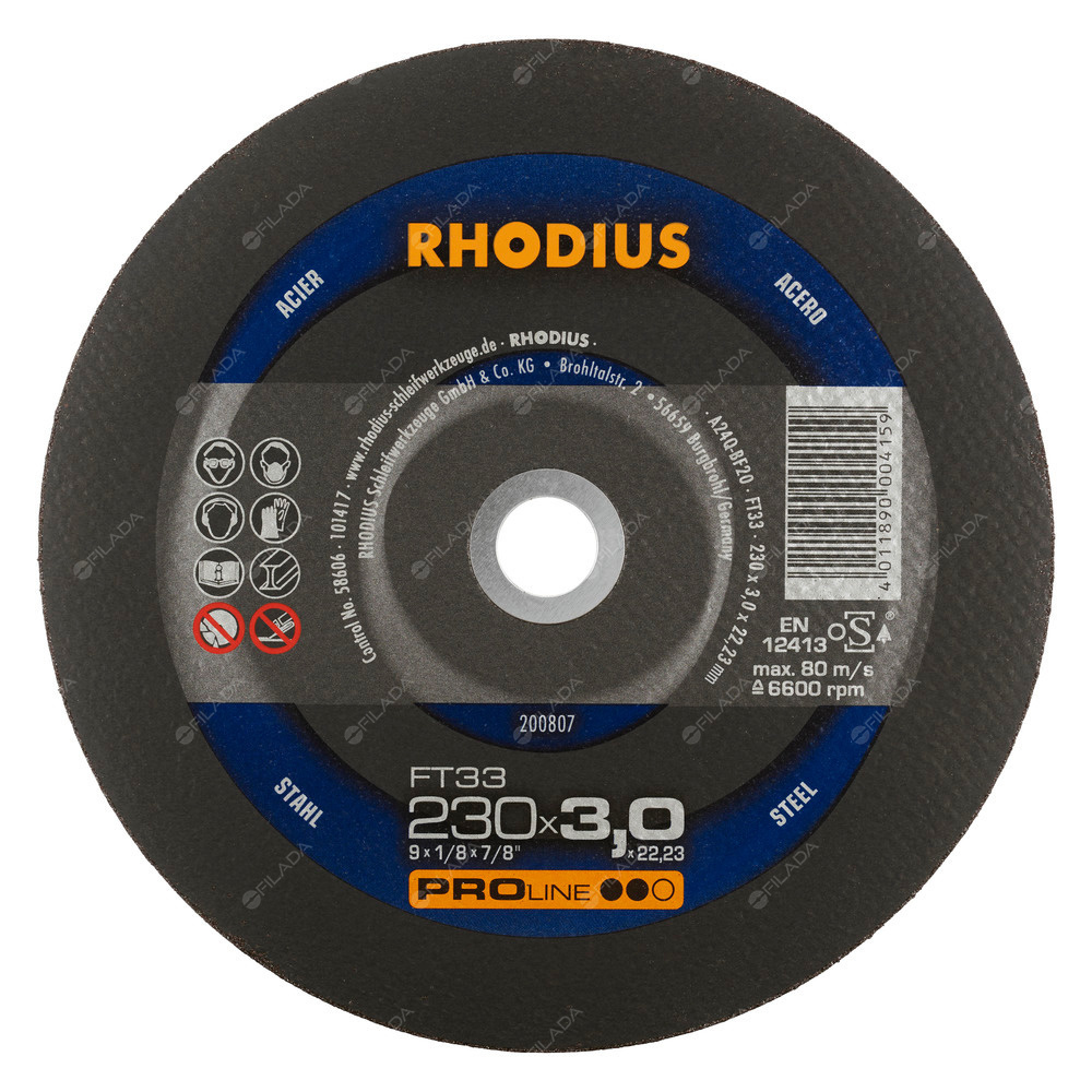 RHODIUS řezný kotouč FT33 230x3,0x22 PROline na ocel 200807