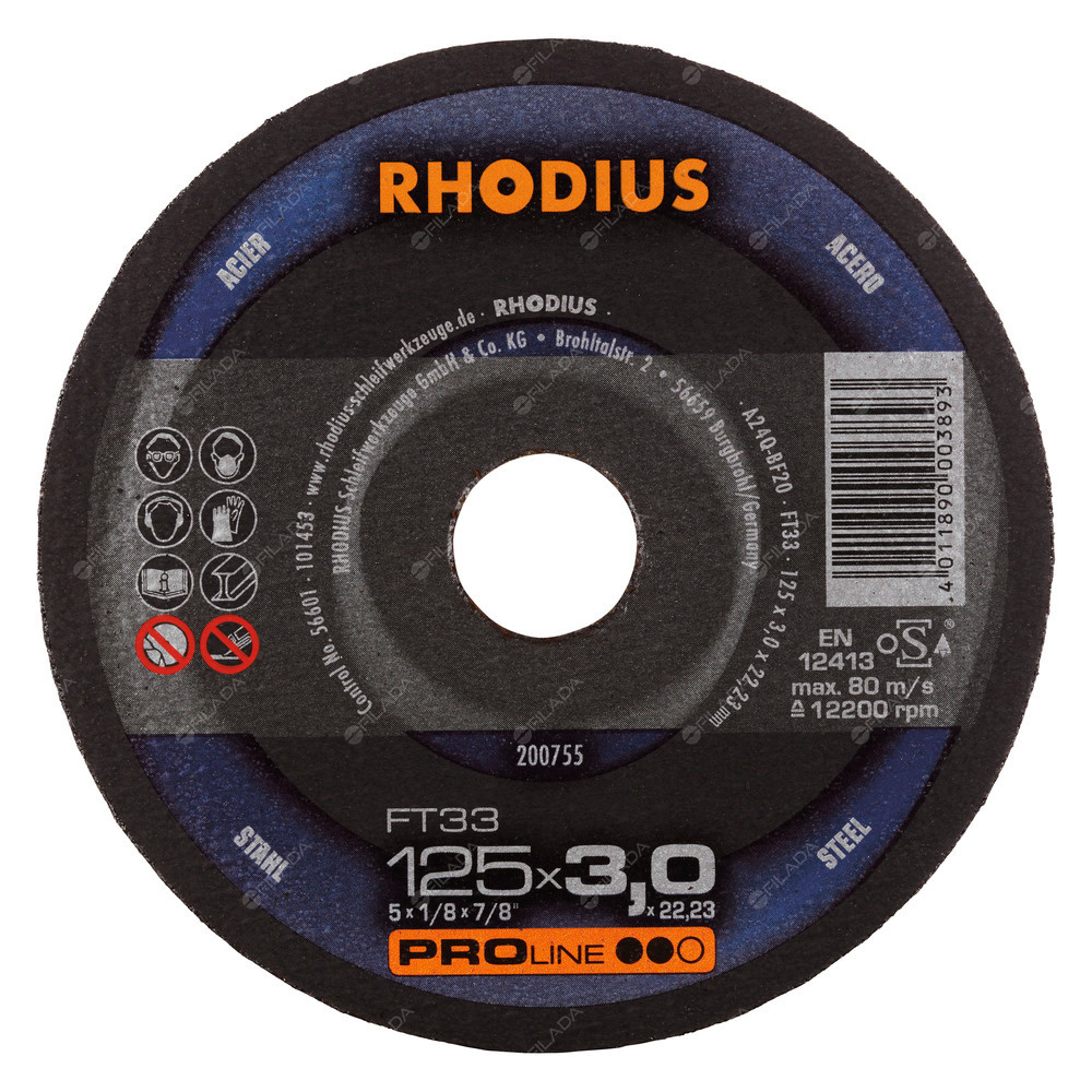 RHODIUS řezný kotouč FT33 125x3,0x22 PROline na ocel
