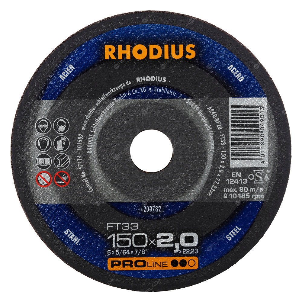 RHODIUS řezný kotouč FT33 150x2,0x22 PROline na ocel - RHODIUS řezný kotouč FT33 150x2,0x22 PROline na ocel 200782
