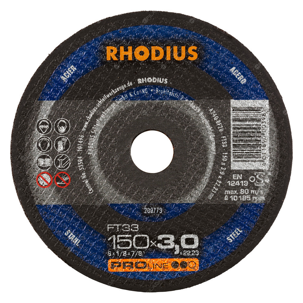 RHODIUS řezný kotouč FT33 150x3,0x22 PROline na ocel -  RHODIUS řezný kotouč FT33 150x3,0x22 PROline na ocel 200773