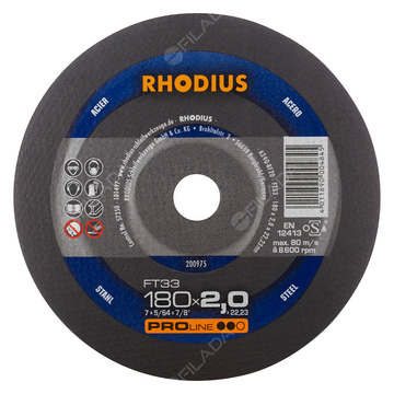 RHODIUS řezný kotouč FT33 180x2,0x22 PROline na ocel