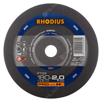  RHODIUS řezný kotouč FT33 180x2,0x22 PROline na ocel 200975