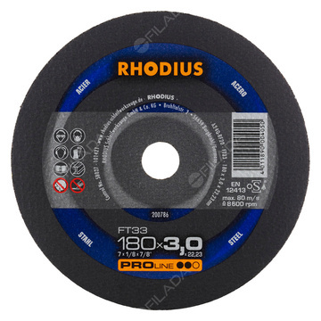RHODIUS řezný kotouč FT33 180x3,0x22 PROline na ocel 200786