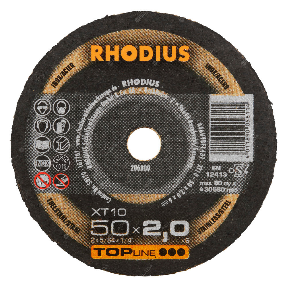 RHODIUS řezný kotouč XT10 MINI 50x2,0x6 TOPline na ocel a nerez