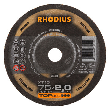  RHODIUS řezný kotouč XT10 MINI 75x2,0x10 TOPline na ocel a nerez 206804