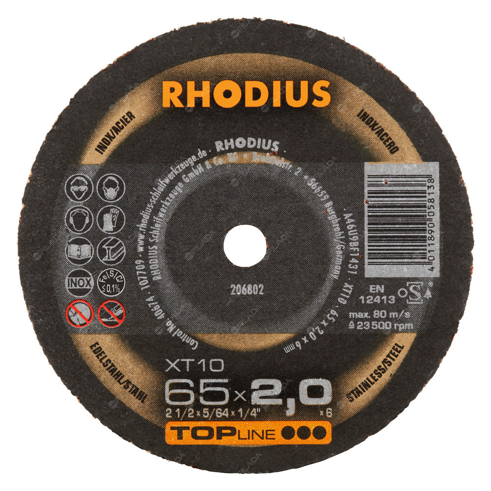 RHODIUS řezný kotouč XT10 MINI 65x2,0x6 TOPline na ocel a nerez
