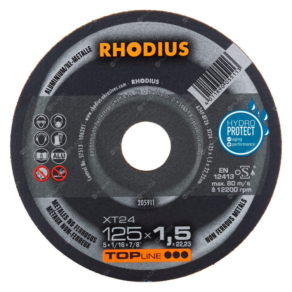 RHODIUS řezný kotouč XT24 125x1,5x22 TOPline na hliník - RHODIUS řezný kotouč XT24 125x1,5x22 TOPline na hliník 205911