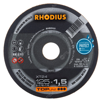 RHODIUS řezný kotouč XT24 125x1,5x22 TOPline na hliník 205911