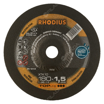 RHODIUS řezný kotouč XTK10 180x1,5x22 TOPline na nerez