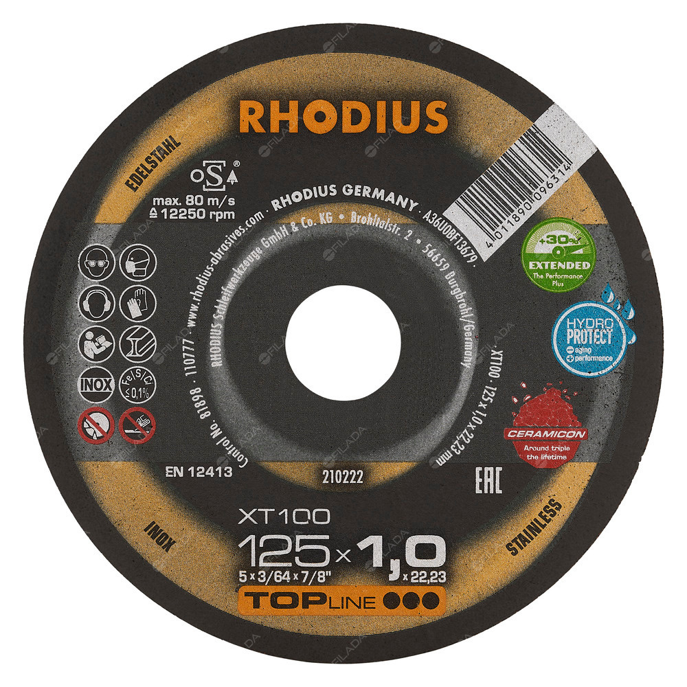 RHODIUS řezný kotouč XT100 125x1,0x22 CERAMICON na nerez