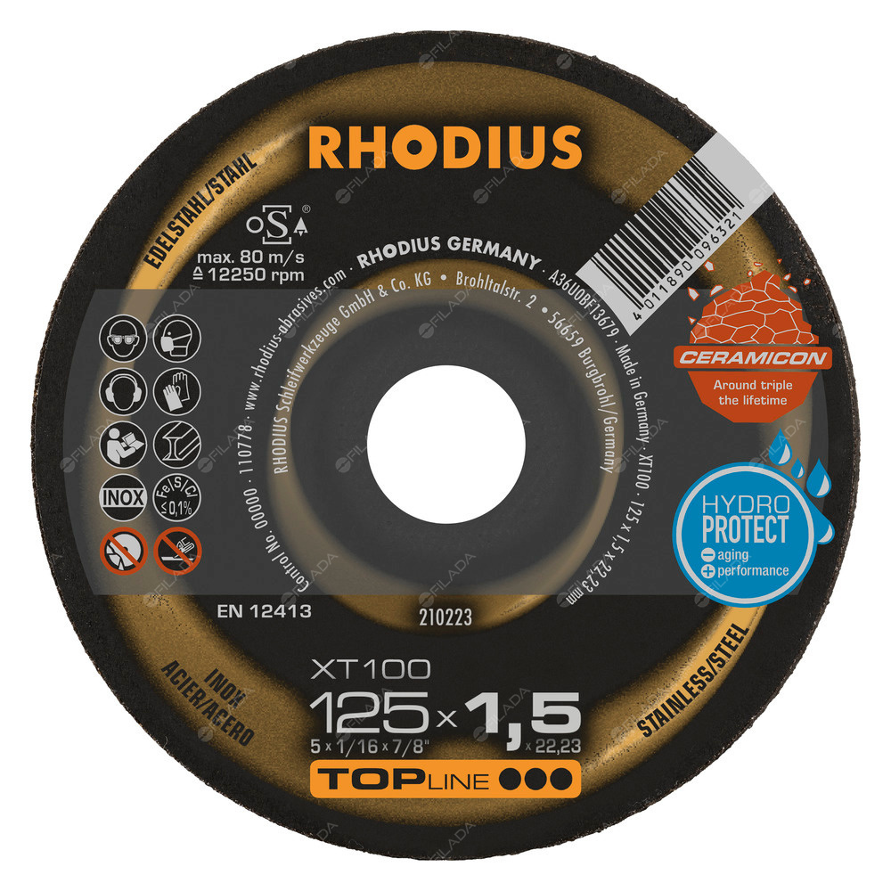 RHODIUS řezný kotouč XT100 125x1,5x22 CERAMICON na nerez -  RHODIUS řezný kotouč XT100 125x1,5x22 CERAMICON na nerez 210223