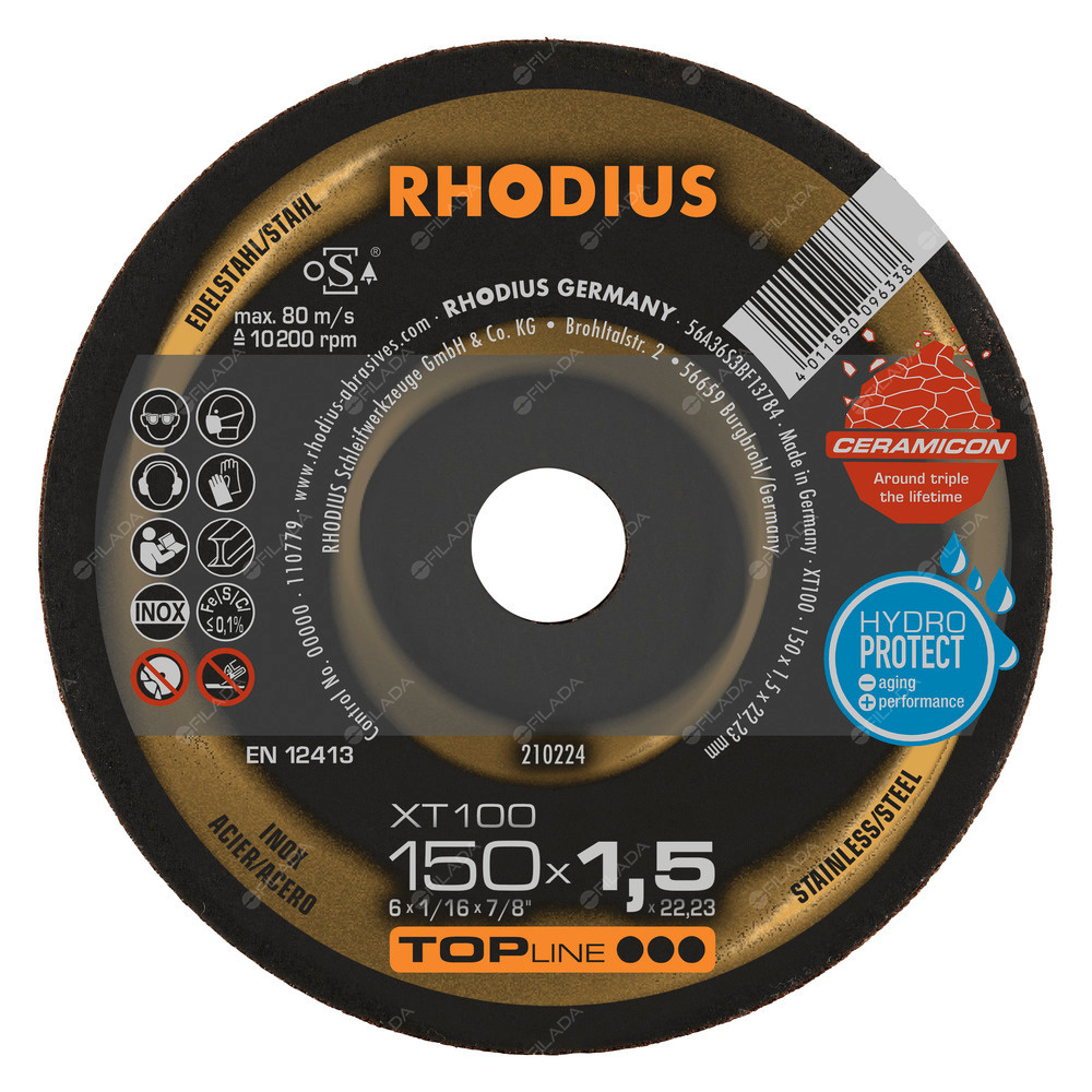 RHODIUS řezný kotouč XT100 150x1,5x22 CERAMICON na nerez - RHODIUS řezný kotouč XT100 150x1,5x22 CERAMICON na nerez 210224