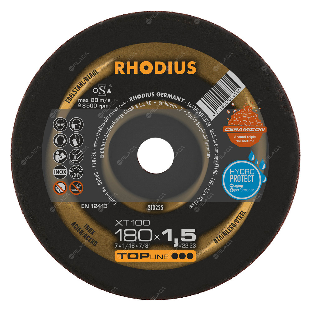  RHODIUS řezný kotouč XT100 180x1,5x22 CERAMICON na nerez 210225