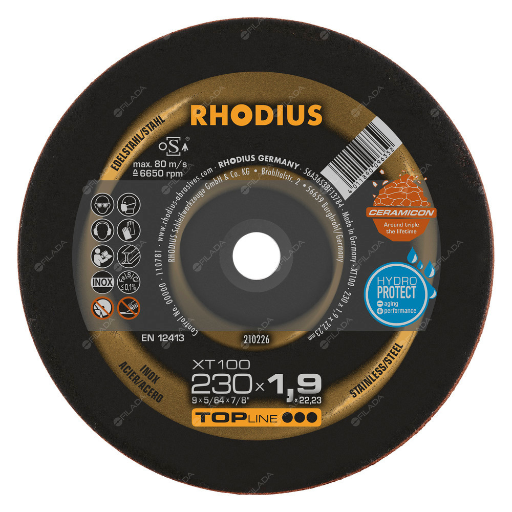 RHODIUS řezný kotouč XT100 230x1,9x22 CERAMICON na nerez