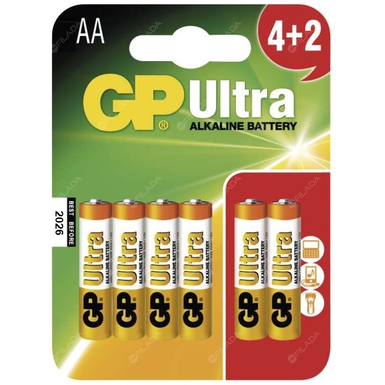 GP Ultra alkalická baterie 6ks LR6/AA B1921MM - 1014119012
