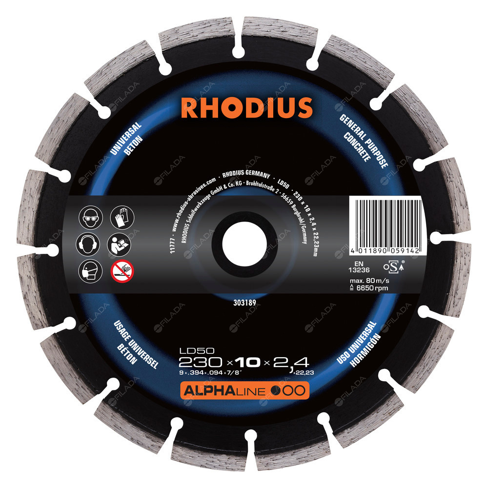 RHODIUS diamantový řezný kotouč LD50 230x10,0x2,4x22 - 5