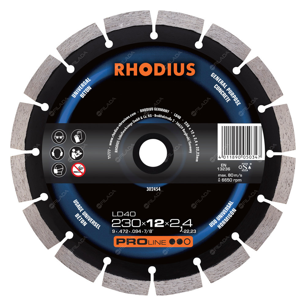 RHODIUS diamantový řezný kotouč LD40 230x12,0x2,4x22 - 5