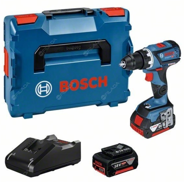 BOSCH 18V vrtací šroubovák GSR 18V-60 C 2x5,0Ah+N4A+L-Boxx - 06019G110D
