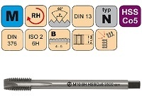 NCZ strojní závitník HSSCo5 6H CZZ3500 