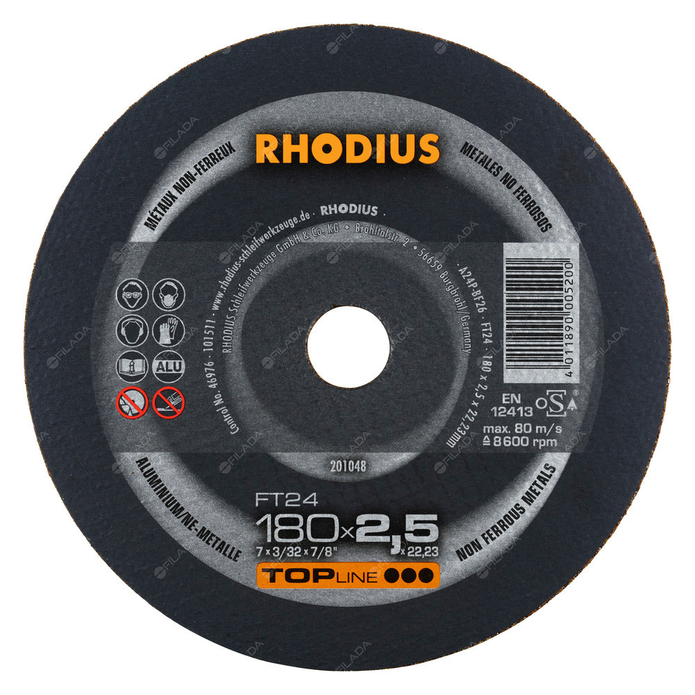 RHODIUS řezný kotouč FT24 180x2,5x22 TOPline na hliník - RHODIUS řezný kotouč FT24 180x2,5x22 TOPline na hliník 201048
