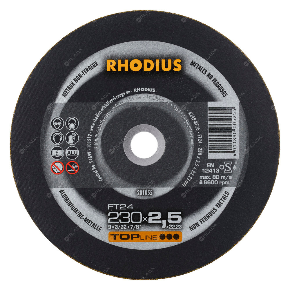 RHODIUS řezný kotouč FT24 230x2,5x22 TOPline na hliník - RHODIUS řezný kotouč FT24 230x2,5x22 TOPline na hliník 201055