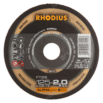  RHODIUS řezný kotouč FT26 125x2,0x22 ALPHAline 208725