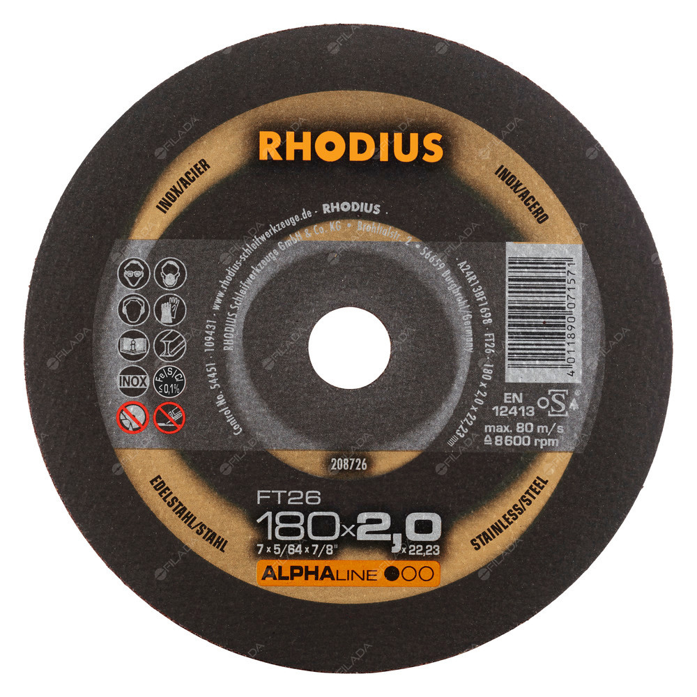 RHODIUS řezný kotouč FT26 180x2,0x22 ALPHAline