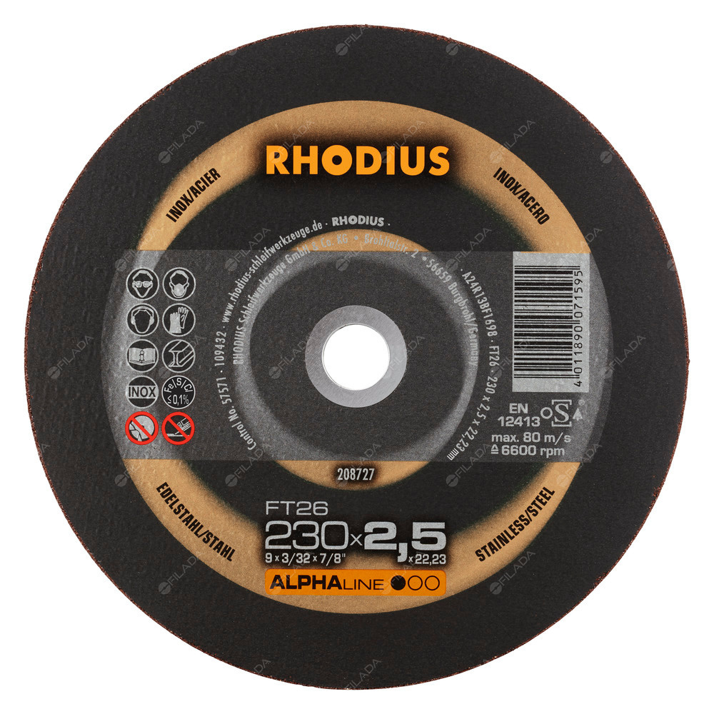 RHODIUS řezný kotouč FT26 230x2,5x22 ALPHAline -  RHODIUS řezný kotouč FT26 230x2,5x22 ALPHAline 208727