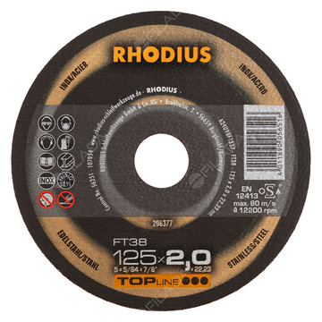 RHODIUS řezný kotouč FT38 125x3,0x22 TOPline na nerez 203886