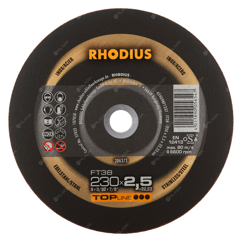 RHODIUS řezný kotouč FT38 230x2,5x22 TOPline na nerez -  RHODIUS řezný kotouč FT38 230x2,5x22 TOPline na nerez 206373