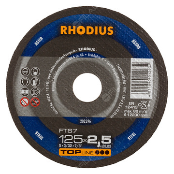  RHODIUS řezný kotouč FT67 125x2,5x22 TOPline na ocel 202396