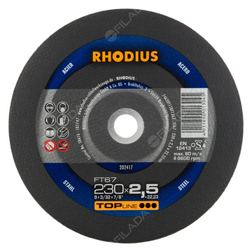  RHODIUS řezný kotouč FT67 230x2,5x22 TOPline na ocel 202417