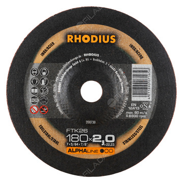 RHODIUS řezný kotouč FTK26 180x2,0x22 ALPHAline na nerez 208730